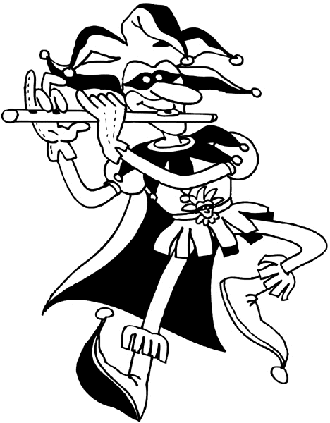 Court Jester playing flute vinyl sticker. Customize on line. Entertainment And Circus 033-0193